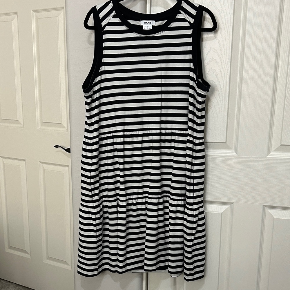DKNY Black and White Striped Kids Dress
